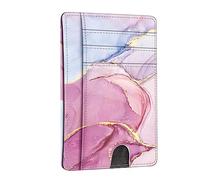 FINTIE Étui RFID Blocage Porte Carte de Crédit, Portefeuille en Cuir PU avec Fenêtre d'identification et Fentes pour Cartes, Marbre Scintillant