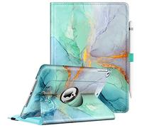 Fintie Étui Rotatif pour iPad 6e/5e génération (2018/2017), iPad Air 2/Air 1 (9,7 Pouces) - Support Rotatif à 360 degrés Fonction Veille Automatique, marbre émeraude