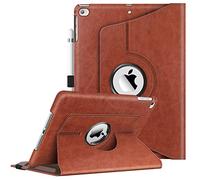 Fintie Étui Rotatif pour iPad 6e/5e génération (modèle 2018 2017, 9,7"), iPad Air 2 (9,7"), iPad Air 1 (9,7"), Rotation à 360 degrés, Fonction Veille Automatique, Marron Selle