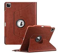 Fintie Étui Rotatif pour iPad Pro 12,9" 6e génération 2022-360 degrés avec Porte-Crayon, Mise en Veille/réveil Automatique, Convient également à l'iPad Pro 12,9" 5e/4e/3e génération, Marron