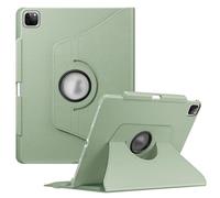 FINTIE Étui rotatif compatible avec iPad Pro 12,9" (2022/2021/2020/2018, 6e/5e/4e/3e génération) - Coque de protection pivotante à 360 degrés avec porte-crayon, mise en veille/réveil automatique, vert
