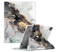 Fintie Étui Rotatif pour iPad Pro 12,9" 6e génération 2022-360 degrés avec Porte-Crayon, Mise en Veille/réveil Automatique, Convient également à l'iPad Pro 12,9" 5e/4e/3e génération, marbre Nuageux