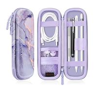 FINTIE Housse Compatible avec Apple Pencil Pro/Pencil (USB-C)/Pencil (2e/1re Génération) - Housse de Protection Sacoche de Stylet pour S Pen/Surface Pen, Marbre Lilas