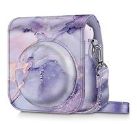 FINTIE Housse Compatible avec Fujifilm Instax Mini 12 Appareil Photo Instantané - Sac de Caméra en Similicuir Voyage Caméra Cover Case Sac avec Bandoulière Amovible, Marbre Lilas