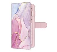 Fintie Housse de chèques pour chèques personnels, registre standard de grande capacité avec blocage RFID, doubles chèques avec porte-stylo, emplacements pour cartes, Rose marbré