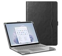 FINTIE Housse de Protection pour Ordinateur Portable Microsoft Surface 13,5" 6/5/4/3/2 (modèle : 1950/1951/1958/1867/1868/1769), Cuir PU de qualité supérieure avec Grande Poche, Noir