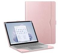 FINTIE Housse de Protection pour Ordinateur Portable Microsoft Surface 5/4/3/2 13,5" (modèle : 1951/1868/1958/1950/1867/1769), Cuir PU de qualité supérieure avec Grande Poche, Or Rose