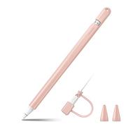 Fintie Housse en Silicone Compatible avec Apple Pencil 1ère génération, Ultra légère, avec 2 Capuchons de Pointe et Adaptateur de câble, Sable Rose