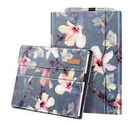 FINTIE Housse pour Microsoft Surface Pro 7+/Surface Pro 7/Pro 6/Pro 5/Pro 4/Pro 3 - Coque Multi-Angle Ajustables Etui de Protection Fermeture Magnétique Cover avec Poche de Documents, Fleur Hibiscus