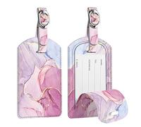 Fintie Lot de 2 étiquettes à bagages, en cuir synthétique avec couverture de confidentialité pour sac de voyage, valise (marbre scintillant)