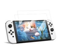 FINTIE Lot de 2 Verre Trempé Compatible avec Nintendo Switch Modèle OLED, Fin et HD Clair Transparent, Dureté 9H, Haute Définition, Film de Protection Anti-rayure