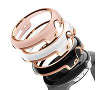 Fintie Lot de 3 coques rigides en polycarbonate pour montre Google Pixel, accessoires de montre Google Pixel (sans protecteur d'écran) anti-chocs (blanc + rose + noir)