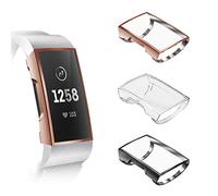 Fintie Lot de 3 Films protecteurs d'écran pour Fitbit Charge 3 et Fitbit Charge 3 Se Plaqué TPU Black, Rose Gold, Clear