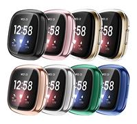Fintie Lot de 8 Coques de Protection d'écran compatibles avec Fitbit Sense/Versa 3, Coque de Protection intégrale Antichoc en TPU Souple [Anti-Rayures] (Couleur A)