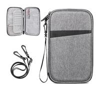 FINTIE Pochette Passeport Familial avec 6 Emplacement de Passeport, Etui de Voyage Grande Capacité, Portefeuille Organisateur avec Blocage RFID pour Cartes de Crédit, Gris