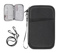 FINTIE Pochette Passeport Familial avec 6 Emplacement de Passeport, Etui de Voyage Grande Capacité, Portefeuille Organisateur avec Blocage RFID pour Cartes de Crédit, Noir