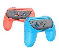 FINTIE Poignées Compatible avec Joy-Con de Nintendo Switch 2 (2025) - [2 Pièces] Kit de Poignées Design Ergonomique, Manette Accessoire Antidérapant, Bleu+Rouge