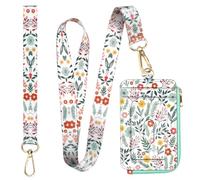 Fintie Porte-badge et lanière 2 en 1 avec deux cordons pour badge d'identité, petit portefeuille multifonction à fermeture éclair pour femme avec dragonne amovible et cordon tour de cou, fenêtre