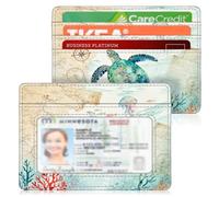 FINTIE Porte Cartes Ultra-Fin et Léger, 4 Emplacements de Cartes, Portefeuille Plat Minimaliste pour Femme/Homme, Porte-Cartes de Crédit avec RFID Blocage, Fond Marin