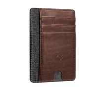 FINTIE Porte Cartes Ultra-Fin et Léger, 7 Emplacements, Porte-Cartes de Crédit avec Fenêtre d'identification, RFID Blocage, Portefeuille Minimaliste pour Femme/Homme, Brun