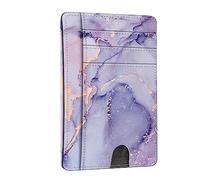 FINTIE Porte Cartes Ultra-Fin et Léger, 7 Emplacements, Porte-Cartes de Crédit avec Fenêtre d'identification, RFID Blocage, Portefeuille Minimaliste pour Femme/Homme, Marbre Lilas