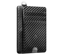 FINTIE Porte Cartes Ultra-Fin et Léger, 7 Emplacements, Porte-Cartes de Crédit avec Fenêtre d'identification, RFID Blocage, Portefeuille Minimaliste pour Femme/Homme, Ondulation Noire