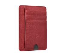 FINTIE Porte Cartes Ultra-Fin et Léger, 7 Emplacements, Porte-Cartes de Crédit avec Fenêtre d'identification, RFID Blocage, Portefeuille Minimaliste pour Femme/Homme, Rouge