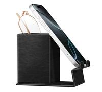 FINTIE Porte-crayons avec support de téléphone, support de lunettes, organisateur de bureau, accessoires de table de nuit, trousse de fournitures de bureau, noir