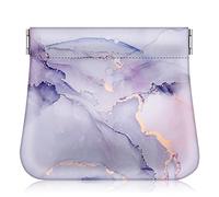 FINTIE Porte Monnaie Fille en Similicuir, Portefeuille Femme Mignon, Porte Monnaie à Pression, Marbre Lilas