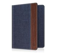 FINTIE Porte-Passeport Housse en Tisse - Portefeuilles Passeport Protège-passeports Pochette Etui de Protection Bagage Documents, Denim Bleu Foncé