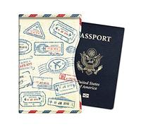 FINTIE Porte passeport - Slim étui en cuir synthétique Voyage Protecteur Pochette étui de protection pour passeport, Stamp Design