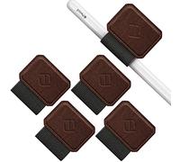 FINTIE Porte-Stylo Compatible avec Apple Pencil Pro/Pencil (USB-C)/Pencil (2e/1re Génération) - [4 Pièces] Pen Loop avec Ruban Adhésif Attaché aux Etuis Carnets Boucle de Stylo, Marron Vintage