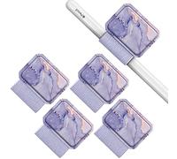 FINTIE Porte-Stylo Compatible avec Apple Pencil Pro/Pencil (USB-C)/Pencil (2e/1re Génération) - [4 Pièces] Pen Loop avec Ruban Adhésif Attaché aux Etuis Carnets Boucle de Stylo, Marbre Lilas