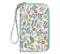 FINTIE Portefeuille de Voyage pour Famille 4-6, Blocage RFID, Pochette pour passeports, Cartes de Visite, Cartes de crédit, Cartes d'embarquement, Fleurs printanières