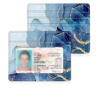 Fintie Portefeuille fin et minimaliste avec poche avant - Blocage RFID - Porte-cartes avec fenêtre pour carte d'identité - Pour homme et femme (Z - Marbre océan)