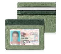 FINTIE Portefeuille Fin et Minimaliste avec Poche Avant bloquant Les RFID, Porte-Cartes de crédit avec fenêtre pour Carte d'identité pour Homme et Femme, dégradé Vert Moderne