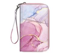 FINTIE Portefeuille de Voyage pour la Famille 4-6, Blocage RFID, Pochette pour passeports, Cartes de Visite, Cartes de crédit, Cartes d'embarquement, Rose marbré