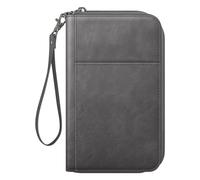 FINTIE Portefeuille Porte-Passeport Housse Familial de Voyage, Protecteur Portefeuille Pochette Passeport Organisateur Etui Protection avec à Blocage RFID pour Cartes de Crédit, Gris Foncé