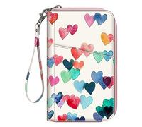 Fintie Portefeuille Porte-Passeport Housse Familial de Voyage, Protecteur Portefeuille Pochette Passeport Organisateur Etui Protection avec à Blocage RFID pour Cartes de Crédit, Cœurs Pleuvoir