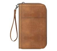 FINTIE Portefeuille Porte-Passeport Housse Familial de Voyage, Protecteur Portefeuille Pochette Passeport Organisateur Etui Protection avec à Blocage RFID pour Cartes de Crédit, Marrone Fancé