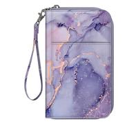FINTIE Portefeuille de Voyage pour Famille 4-6, Blocage RFID, Pochette pour passeports, Cartes de Visite, Cartes de crédit, Cartes d'embarquement, marbre Lilas