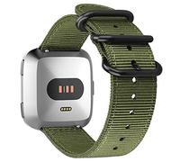 Fintie pour Fitbit Versa Bandes, Doux en Nylon de Remplacement de Sangle Bande avec Fermeture réglable pour Fitbit Versa Fitness Smart Watch Femmes Hommes Vert Olive