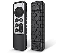 FINTIE Coque pour Télécommande Apple TV 4K / HD Siri Remote 2022 2021 (3ème et 2ème génération) - Etui en Silicone Légère Antidérapante Résistante aux Chocs, Noir