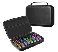 FINTIE Rangement Lunette de Soleil avec 8 Compartiments Réglables, Boite Rangement Lunettes en EVA Rigide pour Homme et Femme, Noir