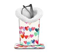 FINTIE Support de lunettes doublé en peluche, étui à lunettes, organisateur de rangement anti-rayures pour bureau, table de nuit, bureau, Cœurs pluvieux, Medium