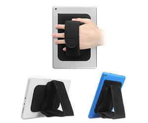 FINTIE Support Universel Sangle de Tablette - Poignée de Fixation à Crochets et Boucles Rembourrée Détachable avec Patch Adhésif pour iPad/Galaxy/Fire et Toutes Les Tablettes 7-11", Noir