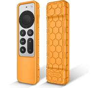 Fintie Télécommande Housse pour Apple TV 4K / HD Siri Remote 2022 2021 (3ème / 2e génération) - [Série de ruche] Léger Antidérapant Anti-Chocs Silicone Housse de Protection Slim Case, Orange