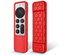 Fintie Télécommande Housse pour Apple TV 4K / HD Siri Remote 2022 2021 (3ème / 2e génération) - [Série de ruche] Léger Antidérapant Anti-Chocs Silicone Housse de Protection Slim Case, Rouge