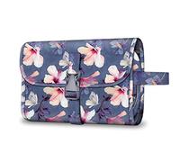 FINTIE Trousse de Toilette Femme/Fille, Trousse Toilette à Suspendre avec Crochet, Grande Trousse de Maquillage Voyage Étanche Portable, Fleur Hibiscus