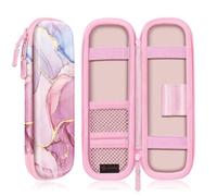 FINTIE Trousse École Rigide en EVA, Trousse à Crayon Résistante aux Chocs et Imperméable avec Compartiments pour Stylo et Accessoires, Marbre Rose